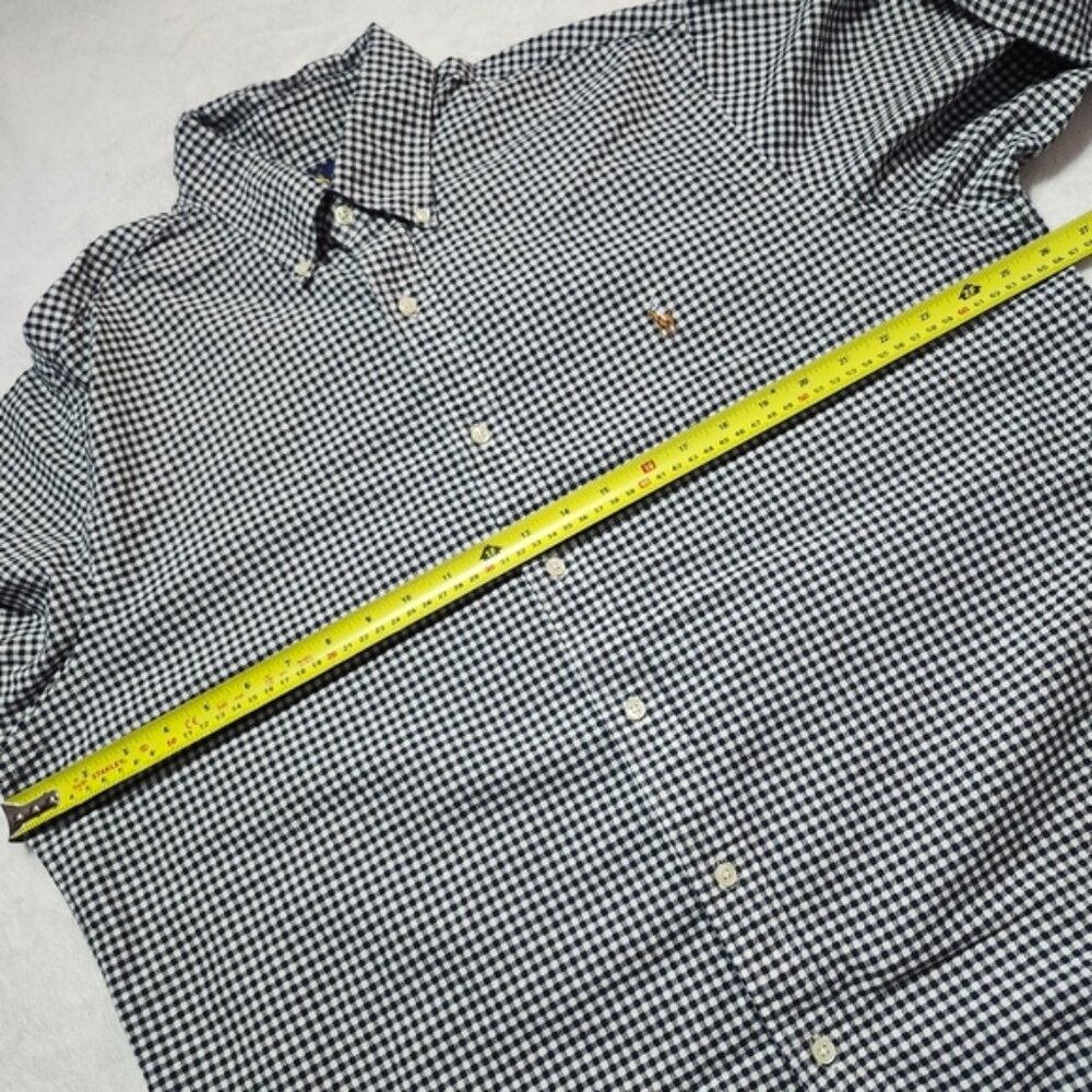 RALPH LAUREN Oxford Gingham Check Long‎ Sleeve Button Down Shirt Black White XL - Picture 7 of 9